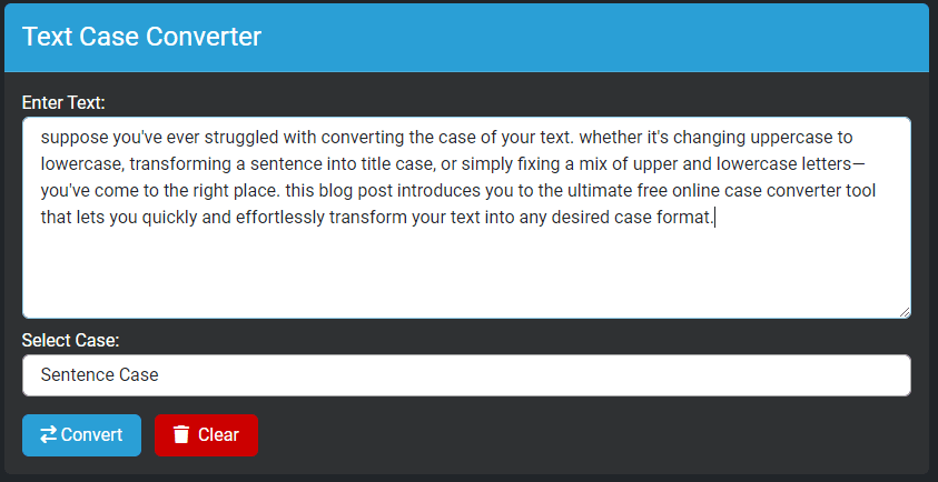 convert into sentence case